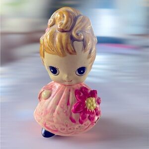 Vintage George Girl Figurine  Pink dress with pink flower.